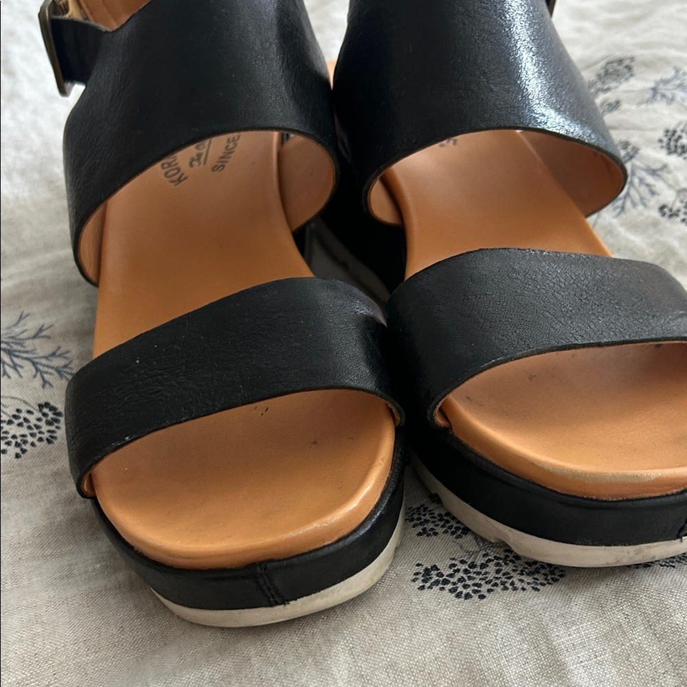 Kork-Ease Black Leather Open-Toe Sandals - Picture 2 of 5